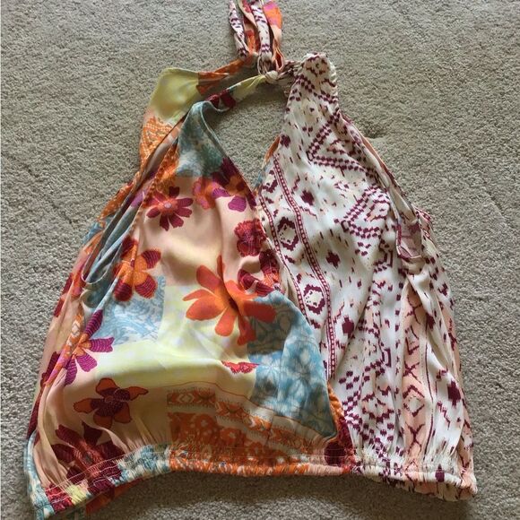 Free People Tied To You Tank Top In Tropical Combo - Picture 6 of 7